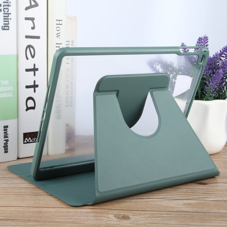 For iPad 9.7 2018 & 2017 / Air / Air2 GEBEI Acrylic TPU 3-folding Rotating Smart Tablet Leather Case withh Pen Slot(Dark Green)