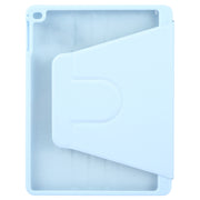 For iPad 9.7 2018 & 2017 / Air / Air2 GEBEI Acrylic TPU 3-folding Rotating Smart Tablet Leather Case withh Pen Slot(Sky Blue)