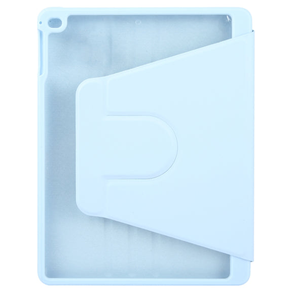 For iPad 9.7 2018 & 2017 / Air / Air2 GEBEI Acrylic TPU 3-folding Rotating Smart Tablet Leather Case withh Pen Slot(Sky Blue)