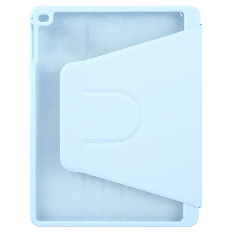 For iPad 9.7 2018 & 2017 / Air / Air2 GEBEI Acrylic TPU 3-folding Rotating Smart Tablet Leather Case withh Pen Slot(Sky Blue)