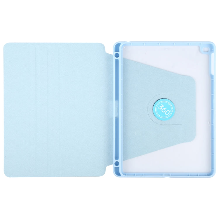 For iPad 9.7 2018 & 2017 / Air / Air2 GEBEI Acrylic TPU 3-folding Rotating Smart Tablet Leather Case withh Pen Slot(Sky Blue) - free shipping - PMc TechLife - Order now!