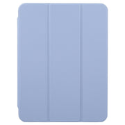 For iPad 9.7 2018 & 2017 / Air / Air2 GEBEI Acrylic TPU 3-folding Rotating Smart Tablet Leather Case withh Pen Slot(Light Purple)