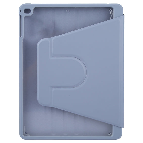 For iPad 9.7 2018 & 2017 / Air / Air2 GEBEI Acrylic TPU 3-folding Rotating Smart Tablet Leather Case withh Pen Slot(Light Purple)