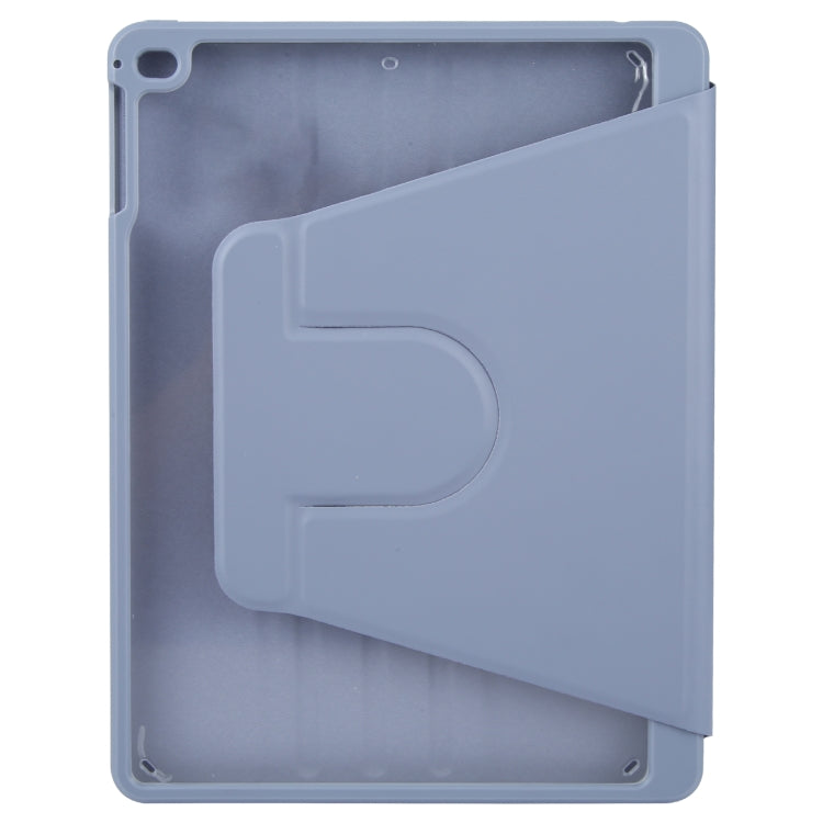 For iPad 9.7 2018 & 2017 / Air / Air2 GEBEI Acrylic TPU 3-folding Rotating Smart Tablet Leather Case withh Pen Slot(Light Purple)
