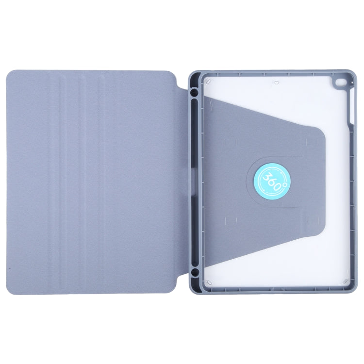 For iPad 9.7 2018 & 2017 / Air / Air2 GEBEI Acrylic TPU 3-folding Rotating Smart Tablet Leather Case withh Pen Slot(Light Purple)