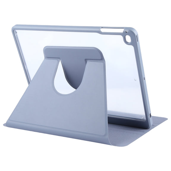 For iPad 9.7 2018 & 2017 / Air / Air2 GEBEI Acrylic TPU 3-folding Rotating Smart Tablet Leather Case withh Pen Slot(Light Purple)