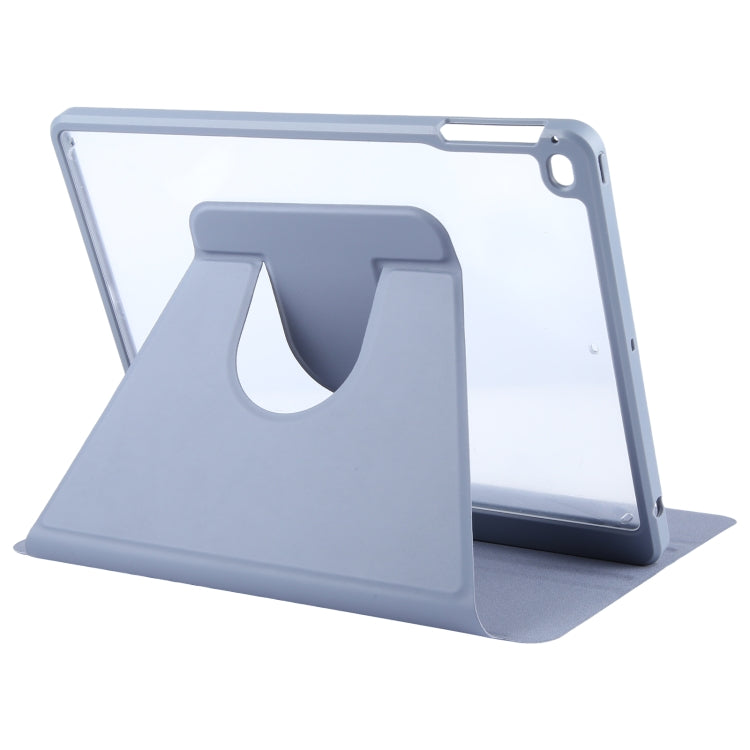 For iPad 9.7 2018 & 2017 / Air / Air2 GEBEI Acrylic TPU 3-folding Rotating Smart Tablet Leather Case withh Pen Slot(Light Purple)