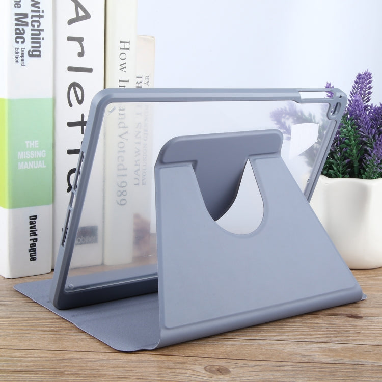 For iPad 9.7 2018 & 2017 / Air / Air2 GEBEI Acrylic TPU 3-folding Rotating Smart Tablet Leather Case withh Pen Slot(Light Purple)
