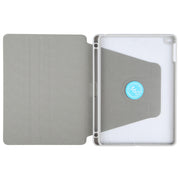 For iPad 9.7 2018 & 2017 / Air / Air2 GEBEI Acrylic TPU 3-folding Rotating Smart Tablet Leather Case withh Pen Slot(Grey)