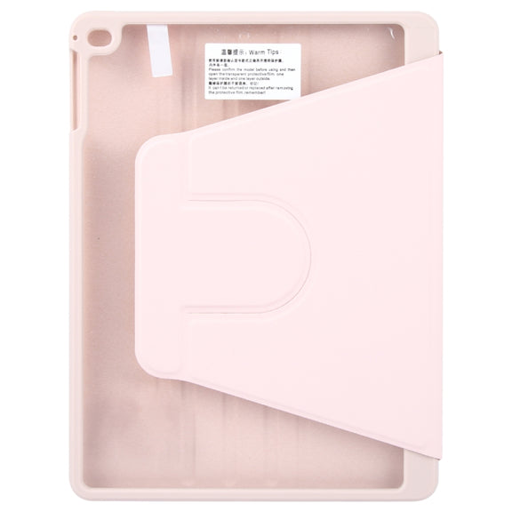 For iPad 9.7 2018 & 2017 / Air / Air2 GEBEI Acrylic TPU 3-folding Rotating Smart Tablet Leather Case withh Pen Slot(Pink)