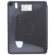 For iPad 9.7 2018 & 2017 / Air / Air2 GEBEI Acrylic TPU 3-folding Rotating Smart Tablet Leather Case withh Pen Slot(Black)