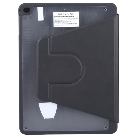 For iPad 9.7 2018 & 2017 / Air / Air2 GEBEI Acrylic TPU 3-folding Rotating Smart Tablet Leather Case withh Pen Slot(Black)