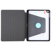 For iPad 9.7 2018 & 2017 / Air / Air2 GEBEI Acrylic TPU 3-folding Rotating Smart Tablet Leather Case withh Pen Slot(Black)