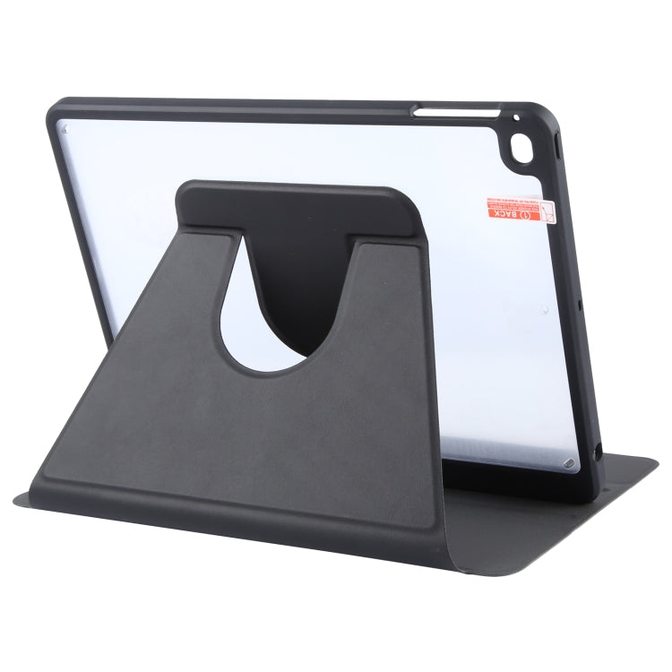 For iPad 9.7 2018 & 2017 / Air / Air2 GEBEI Acrylic TPU 3-folding Rotating Smart Tablet Leather Case withh Pen Slot(Black)