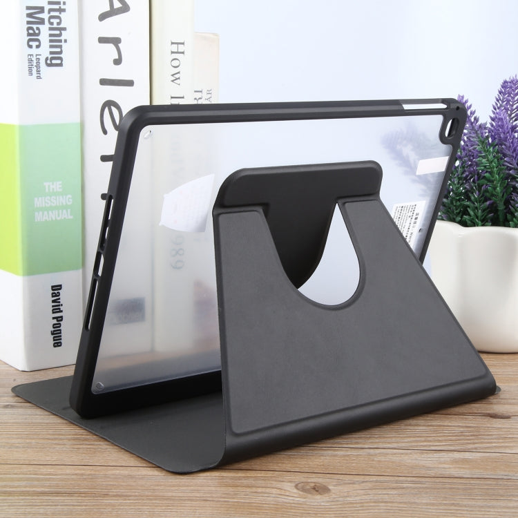 For iPad 9.7 2018 & 2017 / Air / Air2 GEBEI Acrylic TPU 3-folding Rotating Smart Tablet Leather Case withh Pen Slot(Black)