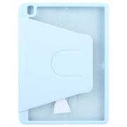 For iPad 10.2 2021 / 2020 / 2019 / Air 3 GEBEI Acrylic TPU 3-folding Rotating Smart Tablet Leather Case withh Pen Slot(Sky Blue)
