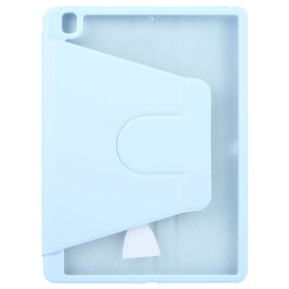 For iPad 10.2 2021 / 2020 / 2019 / Air 3 GEBEI Acrylic TPU 3-folding Rotating Smart Tablet Leather Case withh Pen Slot(Sky Blue)