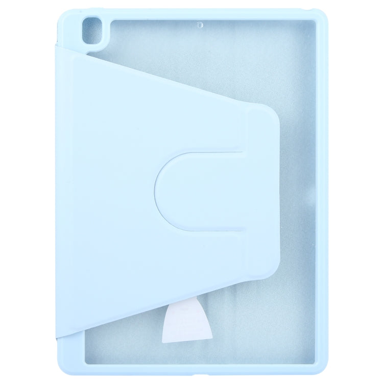 For iPad 10.2 2021 / 2020 / 2019 / Air 3 GEBEI Acrylic TPU 3-folding Rotating Smart Tablet Leather Case withh Pen Slot(Sky Blue)