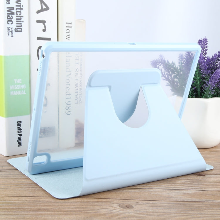 For iPad 10.2 2021 / 2020 / 2019 / Air 3 GEBEI Acrylic TPU 3-folding Rotating Smart Tablet Leather Case withh Pen Slot(Sky Blue)