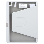 For iPad 10.2 2021 / 2020 / 2019 / Air 3 GEBEI Acrylic TPU 3-folding Rotating Smart Tablet Leather Case withh Pen Slot(Grey)