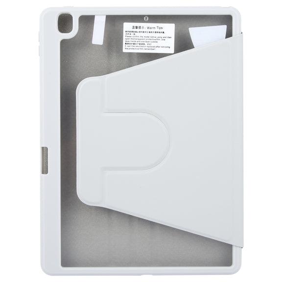 For iPad 10.2 2021 / 2020 / 2019 / Air 3 GEBEI Acrylic TPU 3-folding Rotating Smart Tablet Leather Case withh Pen Slot(Grey)