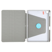 For iPad 10.2 2021 / 2020 / 2019 / Air 3 GEBEI Acrylic TPU 3-folding Rotating Smart Tablet Leather Case withh Pen Slot(Grey)
