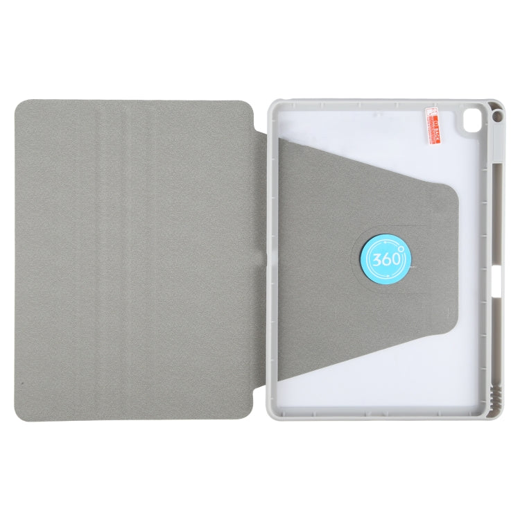 For iPad 10.2 2021 / 2020 / 2019 / Air 3 GEBEI Acrylic TPU 3-folding Rotating Smart Tablet Leather Case withh Pen Slot(Grey)