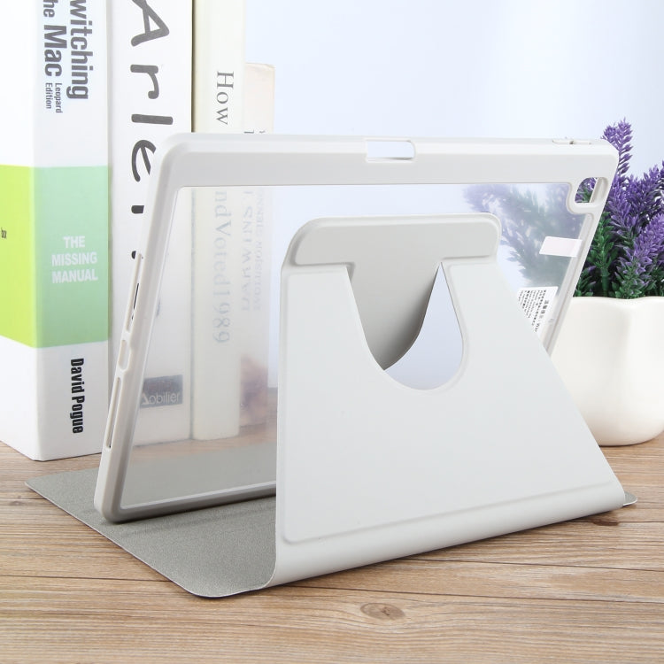 For iPad 10.2 2021 / 2020 / 2019 / Air 3 GEBEI Acrylic TPU 3-folding Rotating Smart Tablet Leather Case withh Pen Slot(Grey)