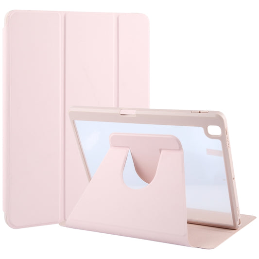 For iPad 10.2 2021 / 2020 / 2019 / Air 3 GEBEI Acrylic TPU 3-folding Rotating Smart Tablet Leather Case withh Pen Slot(Pink) - free shipping - PMC Jewellery - Order now!