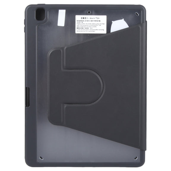 For iPad 10.2 2021 / 2020 / 2019 / Air 3 GEBEI Acrylic TPU 3-folding Rotating Smart Tablet Leather Case withh Pen Slot(Black)
