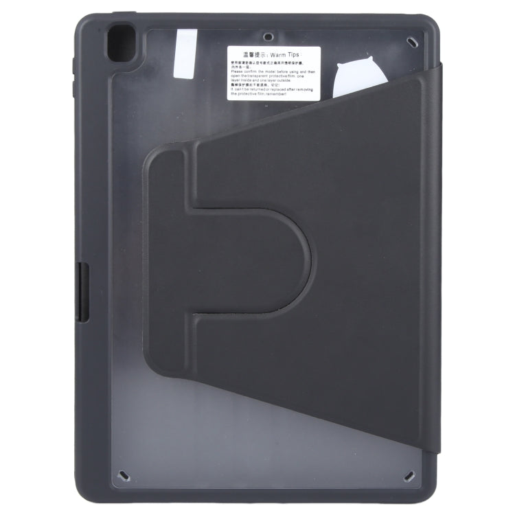 For iPad 10.2 2021 / 2020 / 2019 / Air 3 GEBEI Acrylic TPU 3-folding Rotating Smart Tablet Leather Case withh Pen Slot(Black)