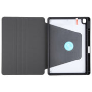 For iPad 10.2 2021 / 2020 / 2019 / Air 3 GEBEI Acrylic TPU 3-folding Rotating Smart Tablet Leather Case withh Pen Slot(Black)