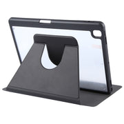For iPad 10.2 2021 / 2020 / 2019 / Air 3 GEBEI Acrylic TPU 3-folding Rotating Smart Tablet Leather Case withh Pen Slot(Black)