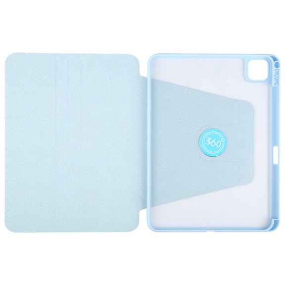 For iPad 2025 / 2022 GEBEI Acrylic TPU 3-folding Rotating Smart Tablet Leather Case withh Pen Slot(Sky Blue)