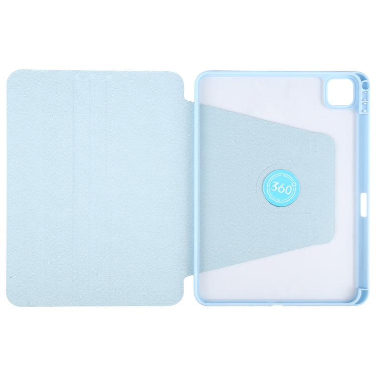 For iPad 2025 / 2022 GEBEI Acrylic TPU 3-folding Rotating Smart Tablet Leather Case withh Pen Slot(Sky Blue)