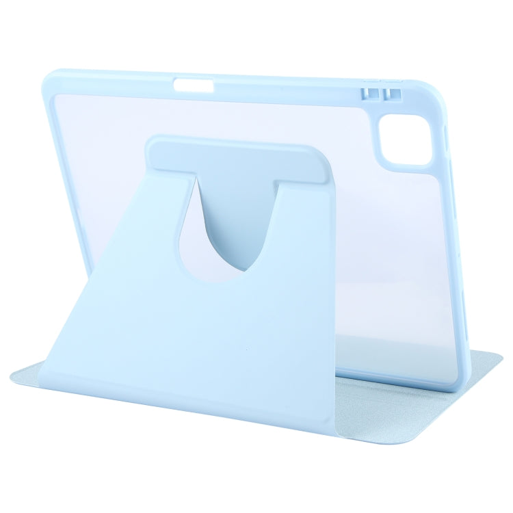 For iPad 2025 / 2022 GEBEI Acrylic TPU 3-folding Rotating Smart Tablet Leather Case withh Pen Slot(Sky Blue)