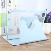 For iPad 2025 / 2022 GEBEI Acrylic TPU 3-folding Rotating Smart Tablet Leather Case withh Pen Slot(Sky Blue)
