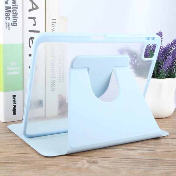 For iPad 2025 / 2022 GEBEI Acrylic TPU 3-folding Rotating Smart Tablet Leather Case withh Pen Slot(Sky Blue)