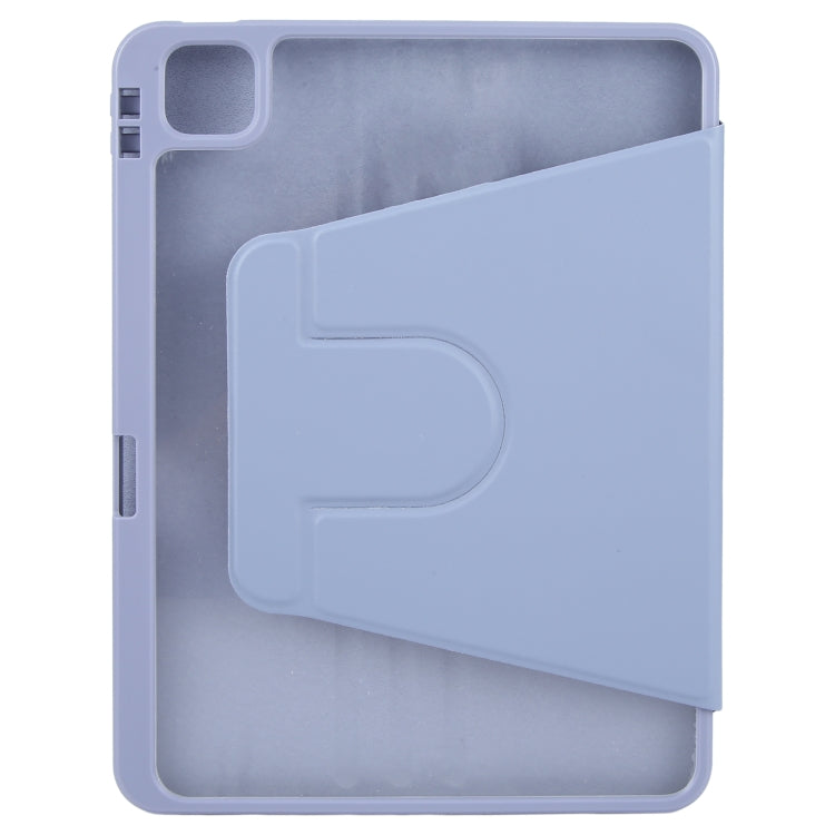 For iPad 2025 / 2022 GEBEI Acrylic TPU 3-folding Rotating Smart Tablet Leather Case withh Pen Slot(Light Purple)