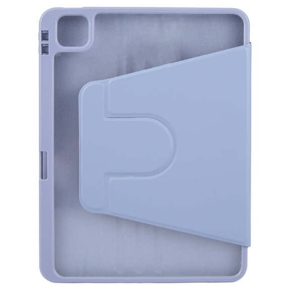 For iPad 2025 / 2022 GEBEI Acrylic TPU 3-folding Rotating Smart Tablet Leather Case withh Pen Slot(Light Purple)