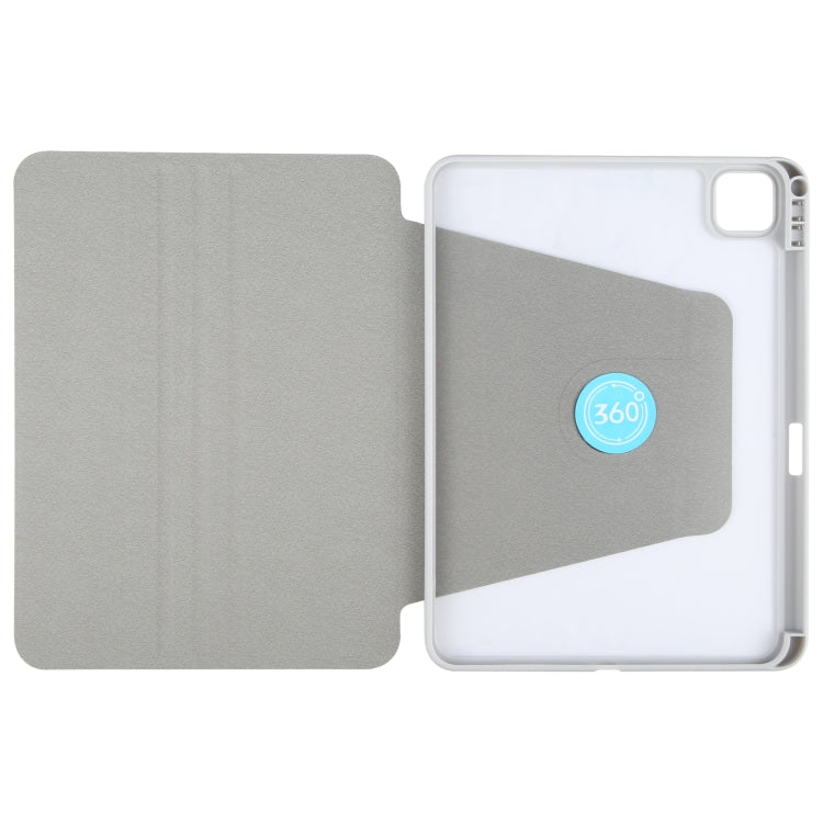 For iPad 2025 / 2022 GEBEI Acrylic TPU 3-folding Rotating Smart Tablet Leather Case withh Pen Slot(Grey)