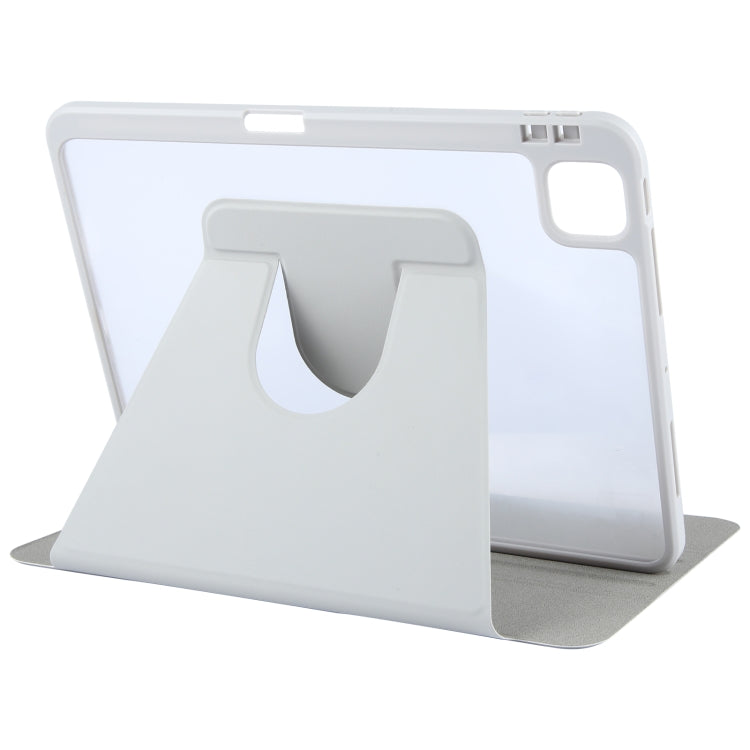 For iPad 2025 / 2022 GEBEI Acrylic TPU 3-folding Rotating Smart Tablet Leather Case withh Pen Slot(Grey)