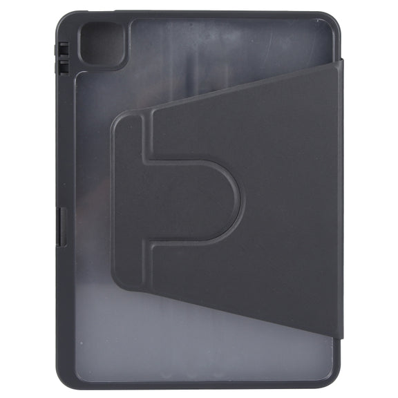For iPad Pro 11 2022 / 2021 / 2020 GEBEI Acrylic TPU 3-folding Rotating Smart Tablet Leather Case withh Pen Slot(Black)