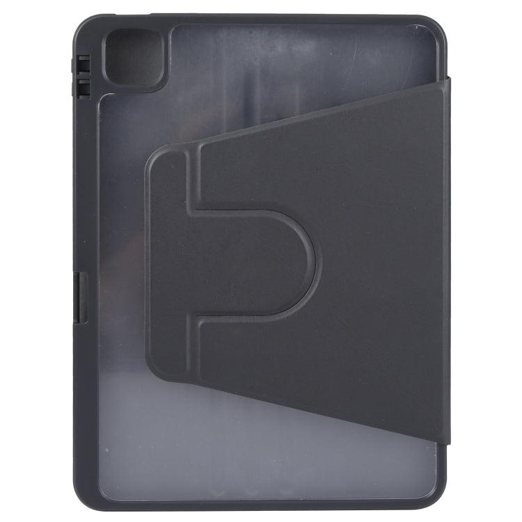 For iPad Pro 11 2022 / 2021 / 2020 GEBEI Acrylic TPU 3-folding Rotating Smart Tablet Leather Case withh Pen Slot(Black)