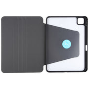 For iPad Pro 11 2022 / 2021 / 2020 GEBEI Acrylic TPU 3-folding Rotating Smart Tablet Leather Case withh Pen Slot(Black)