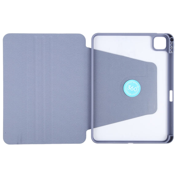 For iPad Air 13 2025 / 2024 GEBEI Acrylic TPU 3-folding Rotating Smart Tablet Leather Case withh Pen Slot(Light Purple)