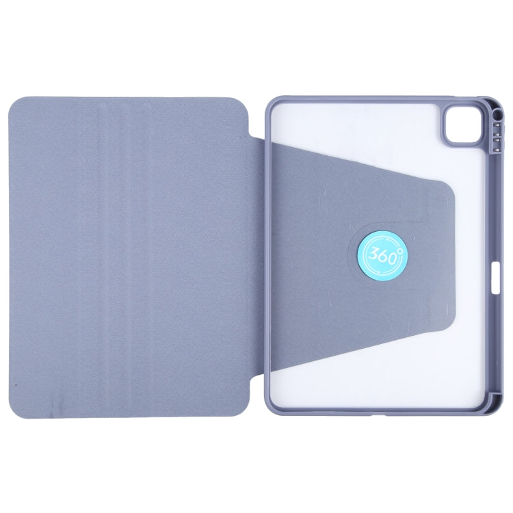 For iPad Air 13 2025 / 2024 GEBEI Acrylic TPU 3-folding Rotating Smart Tablet Leather Case withh Pen Slot(Light Purple)