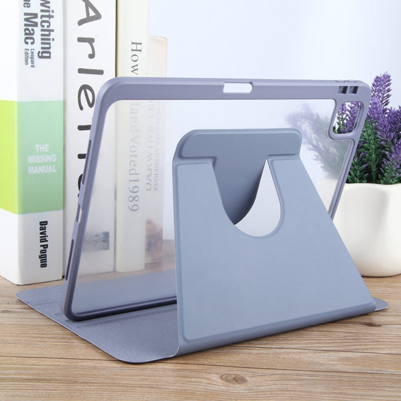 For iPad Air 13 2025 / 2024 GEBEI Acrylic TPU 3-folding Rotating Smart Tablet Leather Case withh Pen Slot(Light Purple)