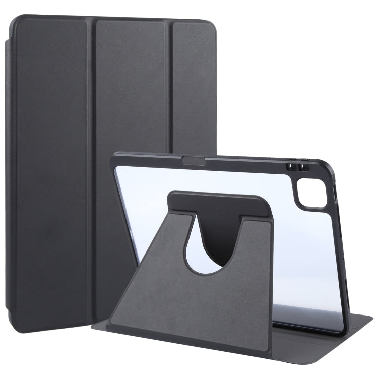 For iPad Pro 12.9 2022 / 2021 / 2020 GEBEI Acrylic TPU 3-folding Rotating Smart Tablet Leather Case withh Pen Slot(Black) - free shipping - PMc TechLife - Order now!