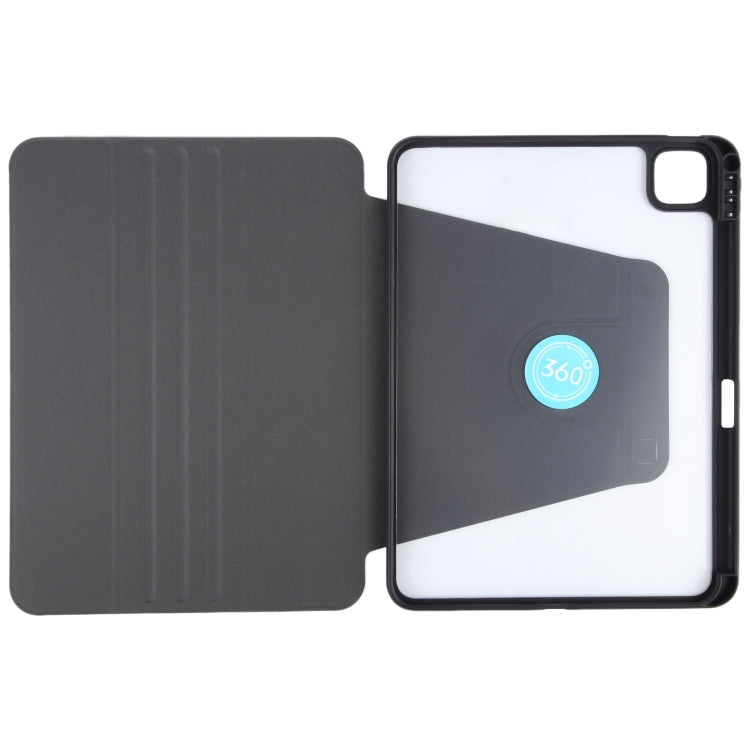 For iPad Pro 12.9 2022 / 2021 / 2020 GEBEI Acrylic TPU 3-folding Rotating Smart Tablet Leather Case withh Pen Slot(Black) - free shipping - PMc TechLife - Order now!